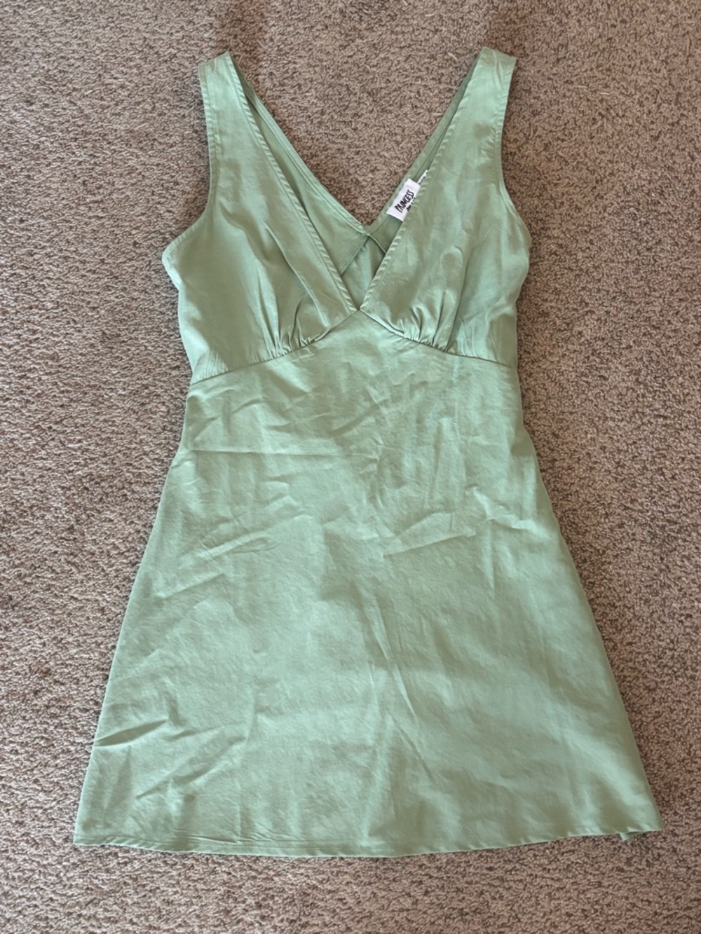 Princess Polly Sage Green V-Neck Tank Dress